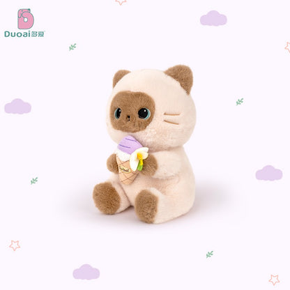 ILAHUI Siamese Cat Holding Ice Cream Plush 22cm 38401170